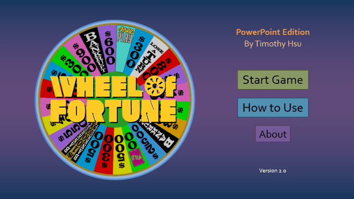 Wheel of Fortune version 2.0 title slide