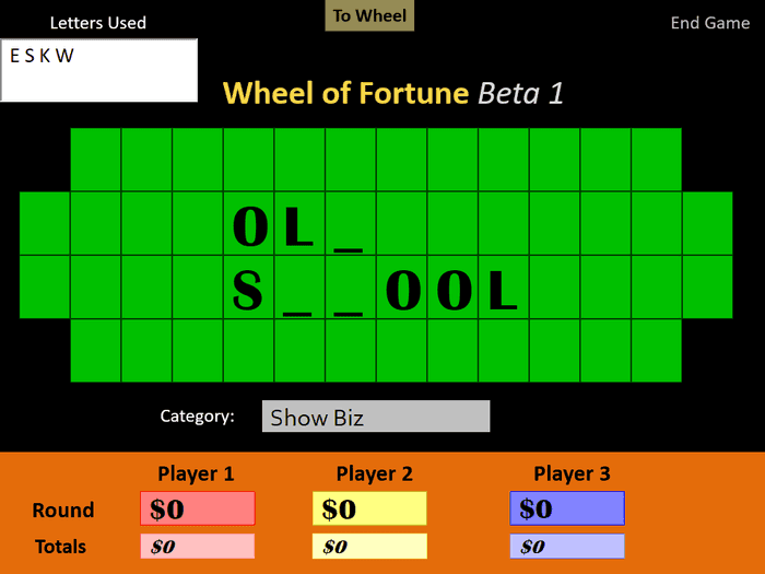 Wheel of Fortune for PowerPoint Beta 1