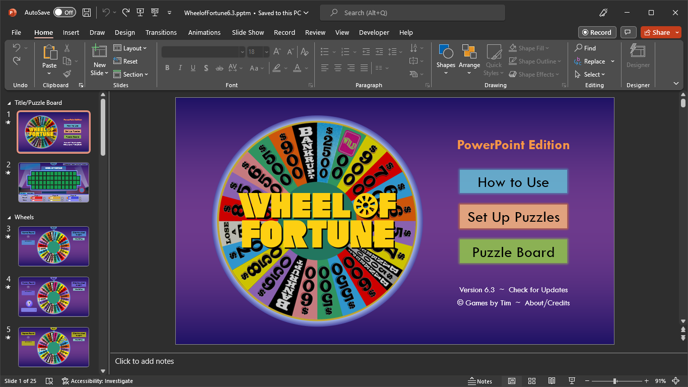 Wheel of Fortune for PowerPoint - Games by Tim